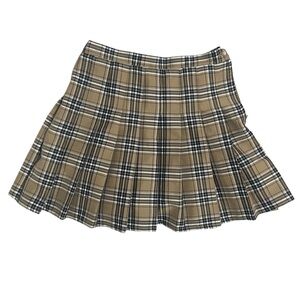 Wild Fable Tan and Black Plaid Pleated Mini Skirt